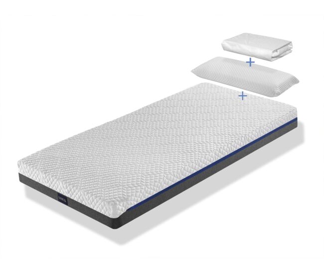 Colchon de espuma con viscoelastica juvenil 90x180 platon spring, altura 20 cm, viscoelastica, ergonomico, desenfundable y muelles. montessori