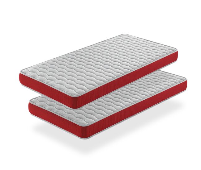 Pack x2 colchones de espuma transpirable 80x200 velvet, altura 14 cm, ergonomico y adaptable