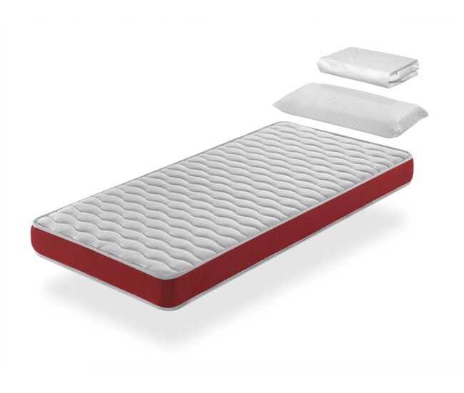 Pack colchon 80x180 velvet cama infantil, altura 14 cm + 1 almohada viscoelastica 80x35 + 1 protector colchon 80x190