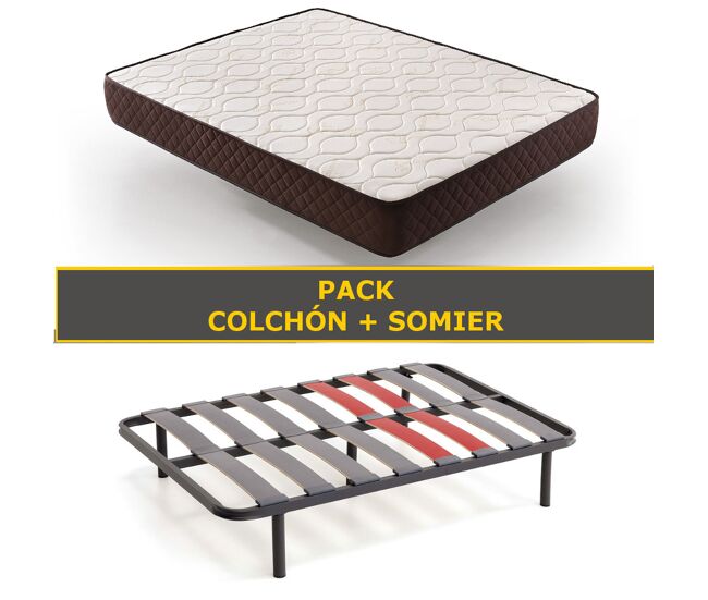 Pack colchón descansin + somier con patas 105x200cm, ideal para personas con dolores de espalda, alta firmeza, silencioso