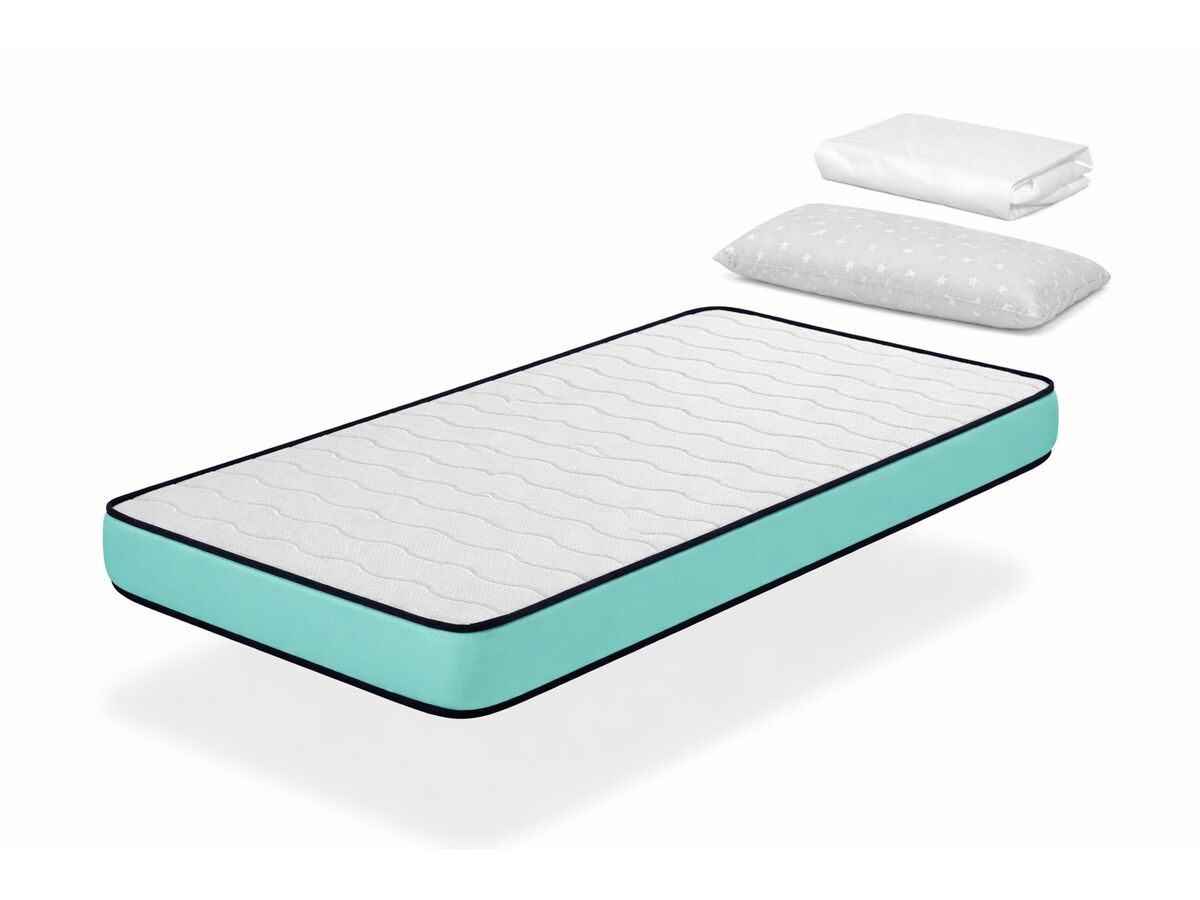 Pack colchón 80x160 cama infantil - altura 14 cm promo confort + 1 almohada junior 70x35 + 1 protector colchón 80x160 cm