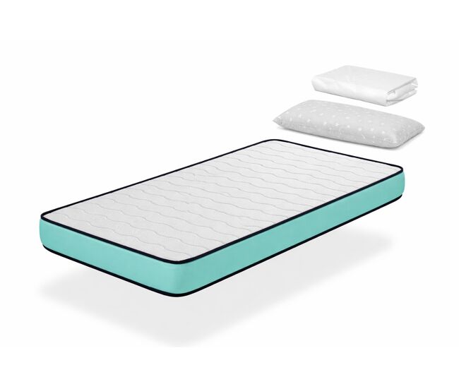 Pack colchón 80x160 cama infantil - altura 14 cm promo confort + 1 almohada junior 70x35 + 1 protector colchón 80x160 cm