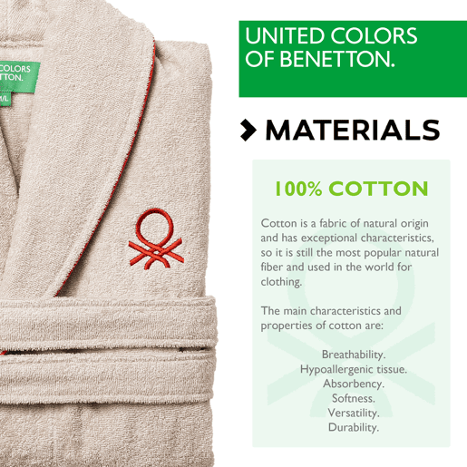Roupão de banho Benetton 360 Gsm 100% Algodão, Tamanho: LXl