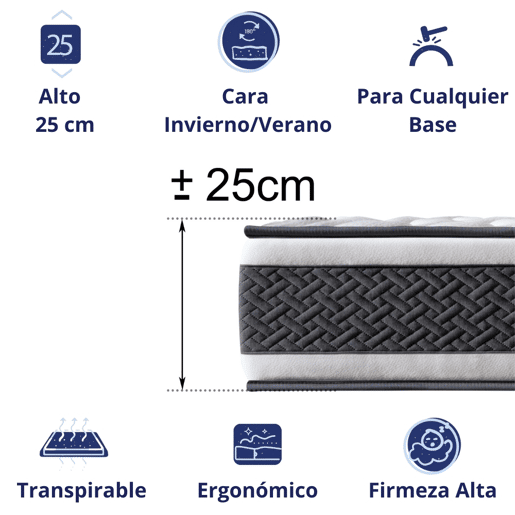 Colchão DAGOSTINO HOME viscoelastico exclusivo (Altura: 25 Gama Alta)