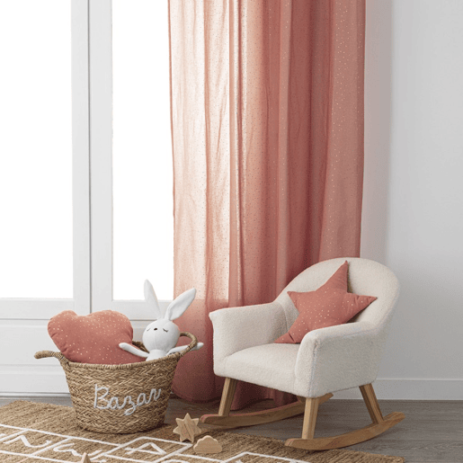Cortina de algodão rosa 250x140cm