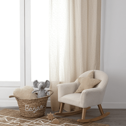Cortina de algodão bege 250x140cm