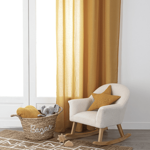 Cortina de algodão bege 250x140cm