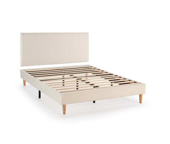 Base tapizada + cabecero niebla 140x190 cm beige