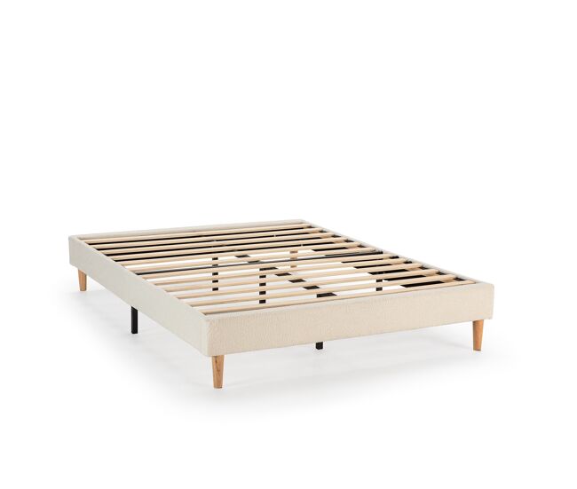 Base tapizada niebla 140x200 cm tela borreguito beige