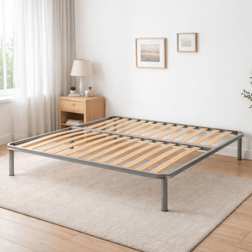 Base de cama quadrada e meia de madeira
