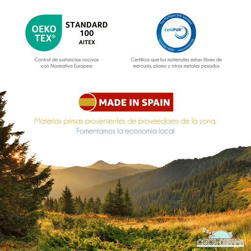 Colchão 120x60cm viscoelástico, respirável de dupla face com protetor impermeável e lençóis de algodão. Certificação OEKO-TEX e CertiPur u2013 Symphony