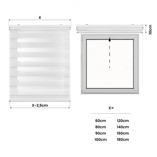Estores Noite e Dia, estore de rolo duplo tecido Branco 180 x 180 cm