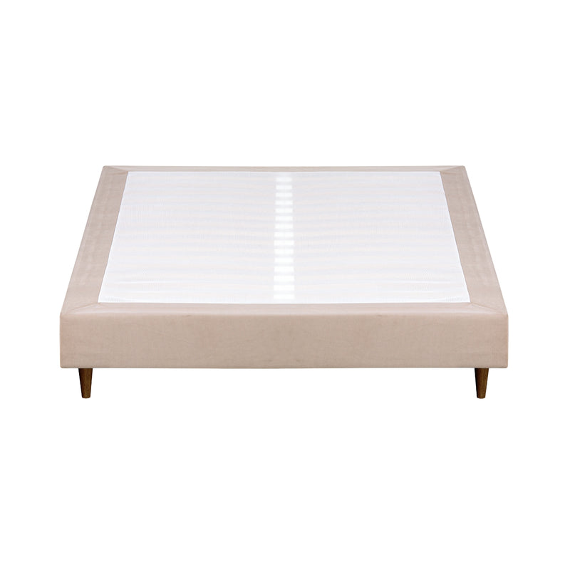 Somier tapizado budwing levi beige c/ patas de madera (90x200 cm)