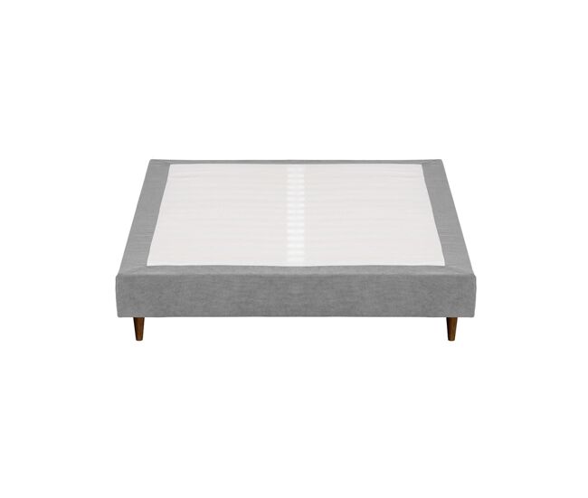 Somier tapizado budwing levi gris c/ patas de madera (180x200 cm)