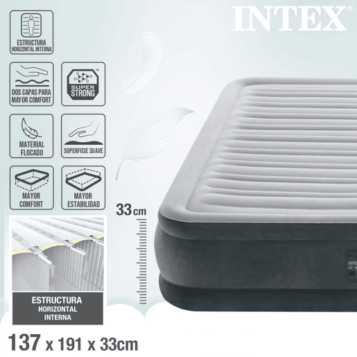 Colchão insuflável INTEX FiberTech Comfort-Plush 99x191x46 cm