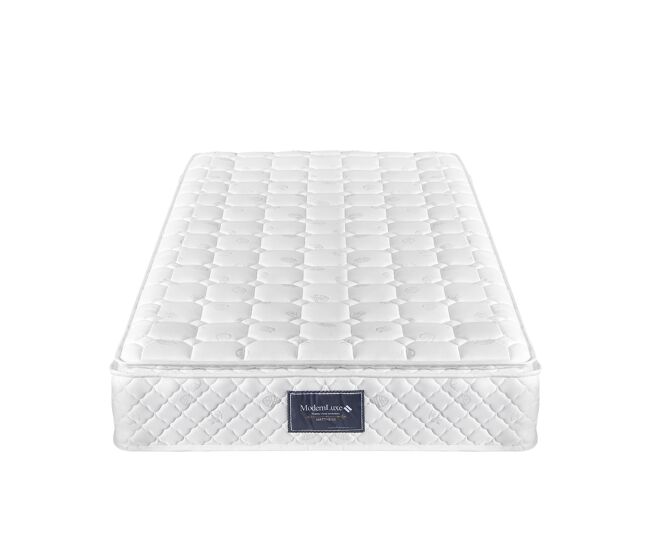 Colchón de muelles 90x200 cm espuma espesor 25 cm - dureza h3 - funda acolchada de microfibra - blanco
