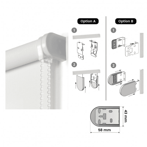 Estores Screen Blackout e isolamento térmico estore de rolo com tecido técnico Branco 120 x 250 cm