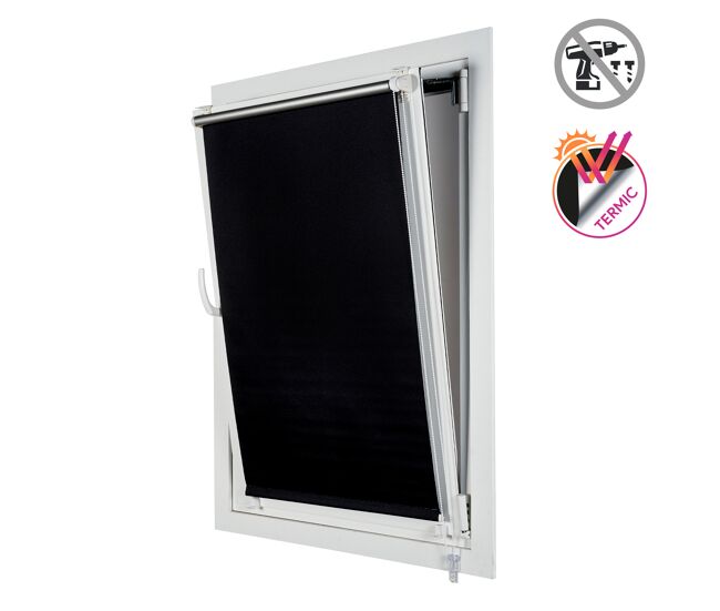 Estor opaco easyfix, estores enrollables de instalación sin taladrar negro, 90 x 180 cm