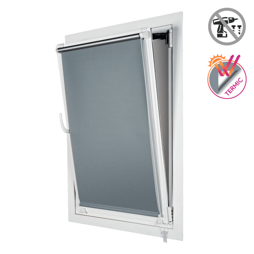Estores Opaco EasyFix, estore de rolo instalação sem furar Prata 45 x 180 cm