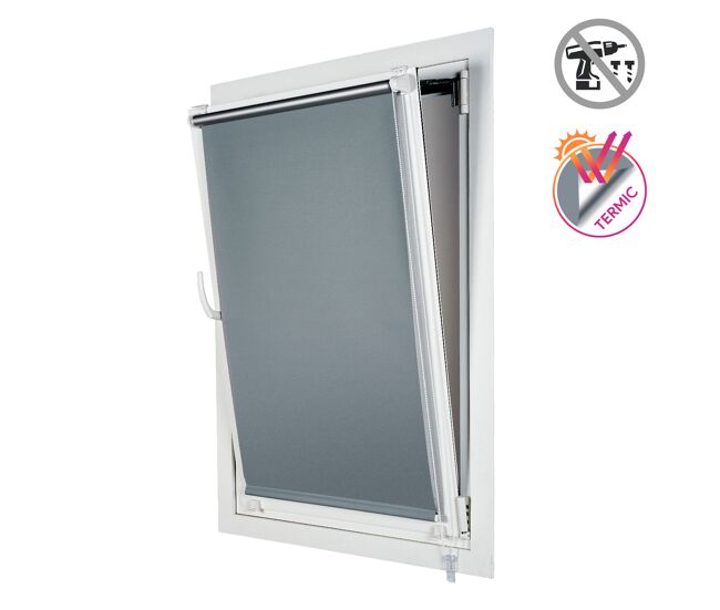 Estor opaco easyfix, estores enrollables de instalación sin taladrar plata, 90 x 180 cm
