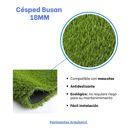 Relva artificial busan 18mm.  rolo 2 x 5m (10m²)