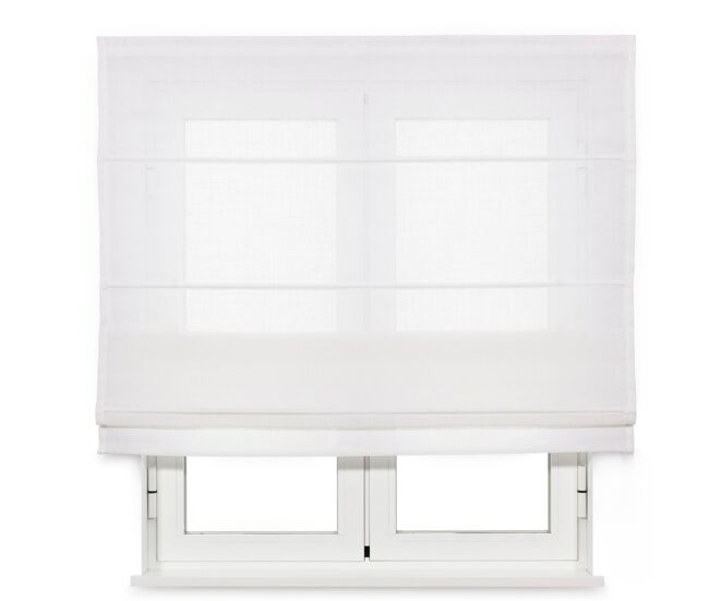 Estor plegable (con varillas) básico traslúcido liso blanco roto 90 x 175