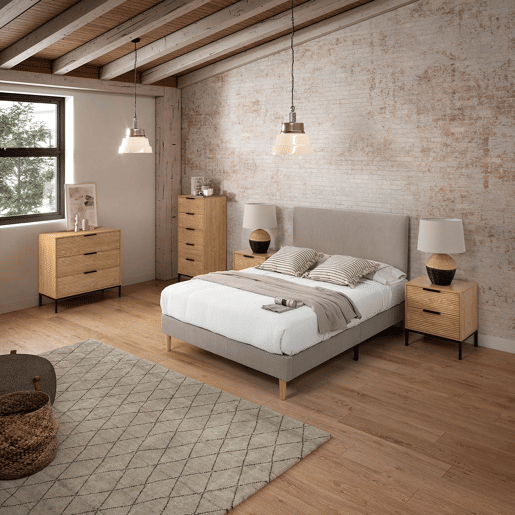 Base estofada + cabeceira Bari 90x190 cm cor Cinza