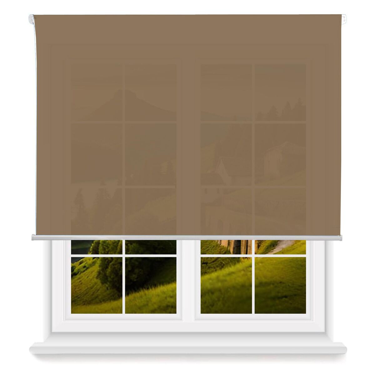 Well home estor enrollable translúcido liso - marrón claro, 180 x 180cm (ancho x largo)/tamaño de la tela 177 x 175cm