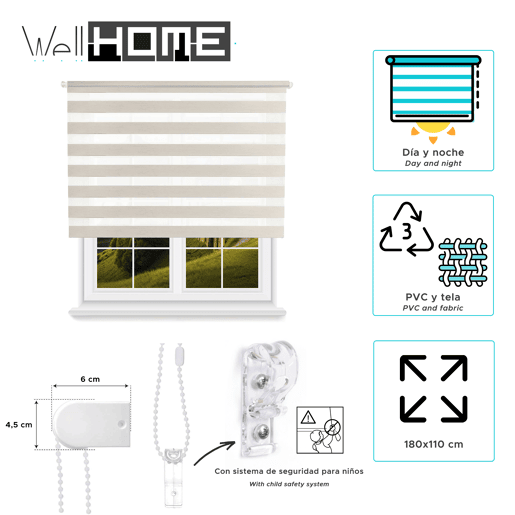 Persiana Rolô Well Home DiaNoite