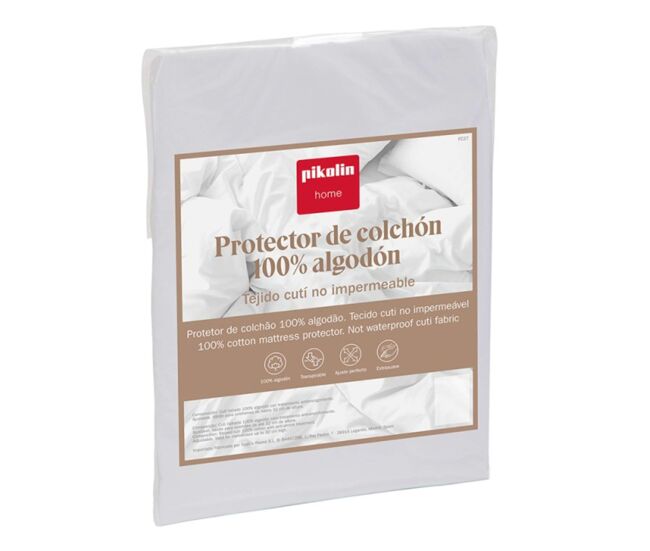 Protector de colchón cutí varias medidas transpirable, antiencogimiento de algodón altura máx 32 cm