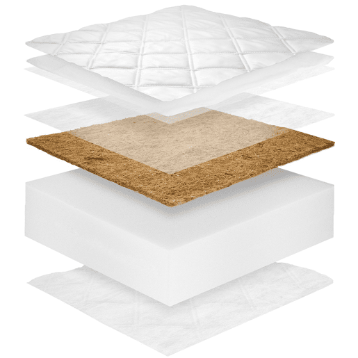 Colchão 80x180 anti-ácaros de espuma de coco 15 cm Arlo Branco