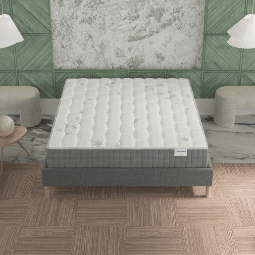 Colchão de 140x200cm com molas ensacadas e espuma viscoelástica, com 25cm de espessura