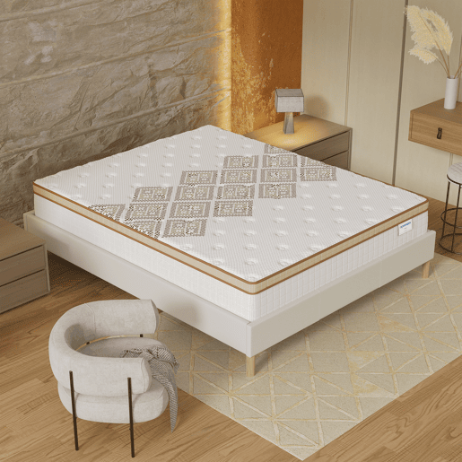 Colchão 200x200cm com molas ensacadas e espuma de alta densidade, espessura de 28cm