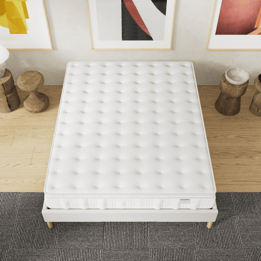 Colchão de 120x190cm, com molas ensacadas e espuma de alta densidade com carvão ativado, com 30cm de espessura