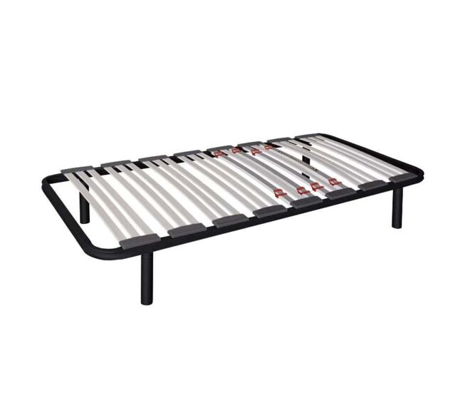 Somier multiláminas con reguladores lumbares, firmeza adaptable, tubo 40x30 mm y laminas de haya natural con o sin patas, en varias medidas