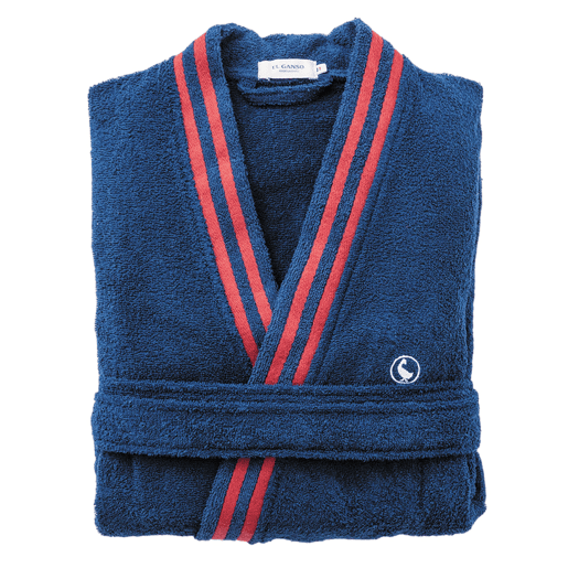 Roupão azul marinho ML 320GSM 100% algodão liso com logotipo bordado El Ganso