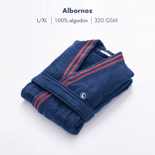 Roupão azul marinho ML 320GSM 100% algodão liso com logotipo bordado El Ganso