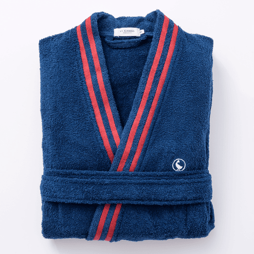 Roupão azul marinho ML 320GSM 100% algodão liso com logotipo bordado El Ganso