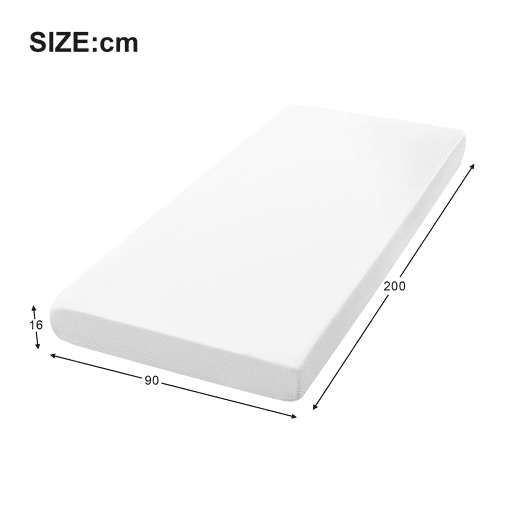 Colchão 90x200cm - ergonómico, respirável, certificado Öko-Tex, com partículas antiderrapantes e alças - Branco