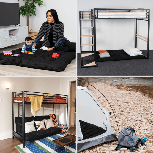 Colchão Dobrável De Algodão Preto 190x135x10 Cm Para Quarto Camping E Uso No Carro Estilo Moderno Confortável E Acolchoado Espesso Ideal Para Sono Diário