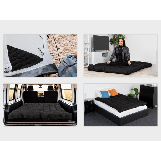 Colchão Dobrável De Algodão Preto 190x135x10 Cm Para Quarto Camping E Uso No Carro Estilo Moderno Confortável E Acolchoado Espesso Ideal Para Sono Diário