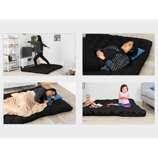 Colchão Dobrável De Algodão Preto 190x135x10 Cm Para Quarto Camping E Uso No Carro Estilo Moderno Confortável E Acolchoado Espesso Ideal Para Sono Diário