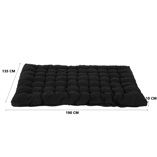 Colchão Dobrável De Algodão Preto 190x135x10 Cm Para Quarto Camping E Uso No Carro Estilo Moderno Confortável E Acolchoado Espesso Ideal Para Sono Diário