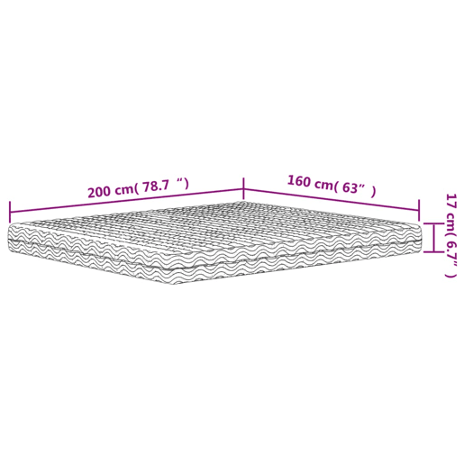 vidaXL Colchão de espuma 200x200 cm dureza H2 H3 branco