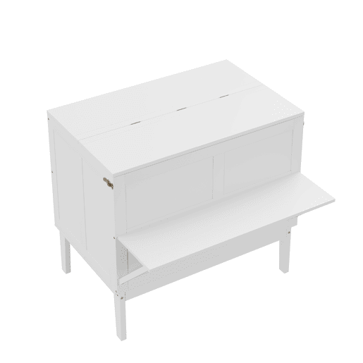 Cama dobrável de madeira 90x200 cm - com estrado - Branco