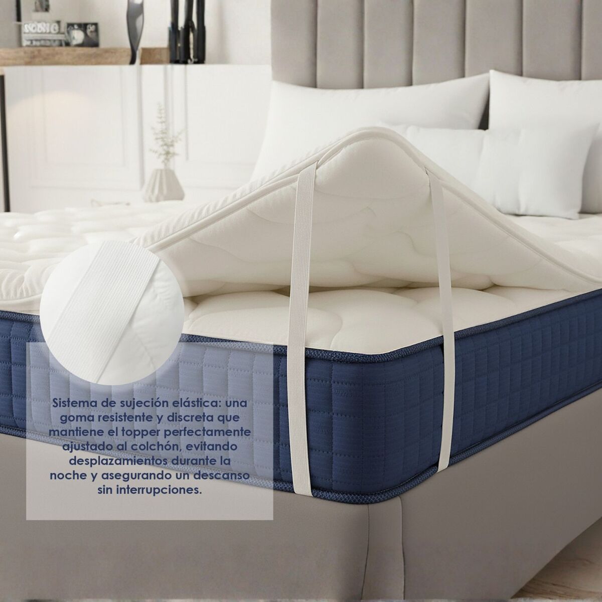 Topper Visco Memory Foam Alto 4 Cm Corrector Para Colchón Con Tejido Desenfundable Y Esquinas Elásticas. 100% Hipoalergénico Italiano. Medida Colchón: 130 X 200 Cm