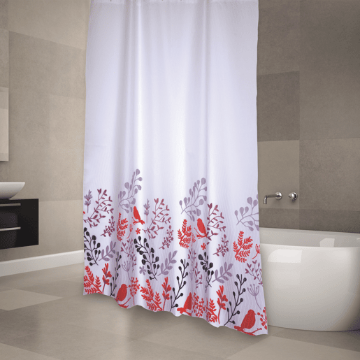 Cortina de poliéster de Bano 180x200cm Red Birds Red