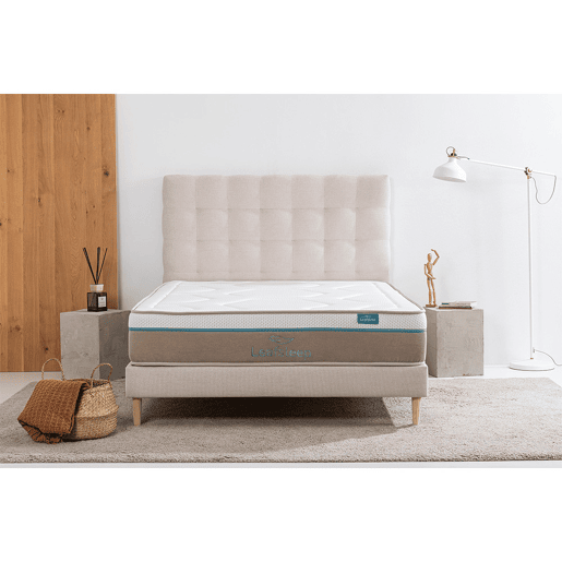 Colchão Leafsleep Nature Spring Visco 180 x 80 cm u2014 Espuma viscoelástica e molas ensacadas, firmeza médiau2011suave.