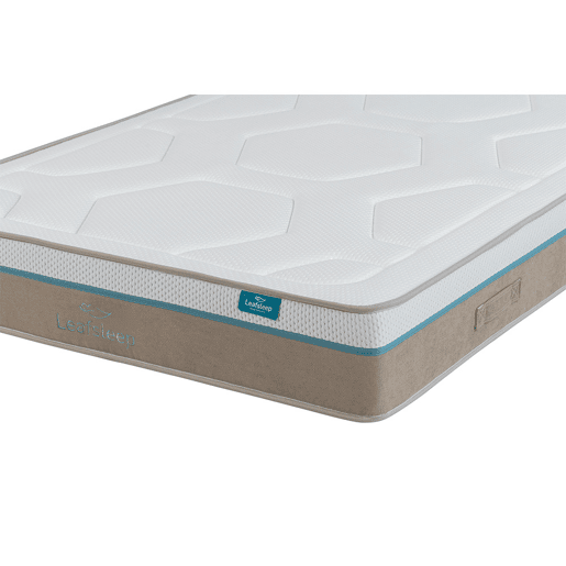 Colchão Leafsleep Nature Spring Visco 180 x 80 cm u2014 Espuma viscoelástica e molas ensacadas, firmeza médiau2011suave.