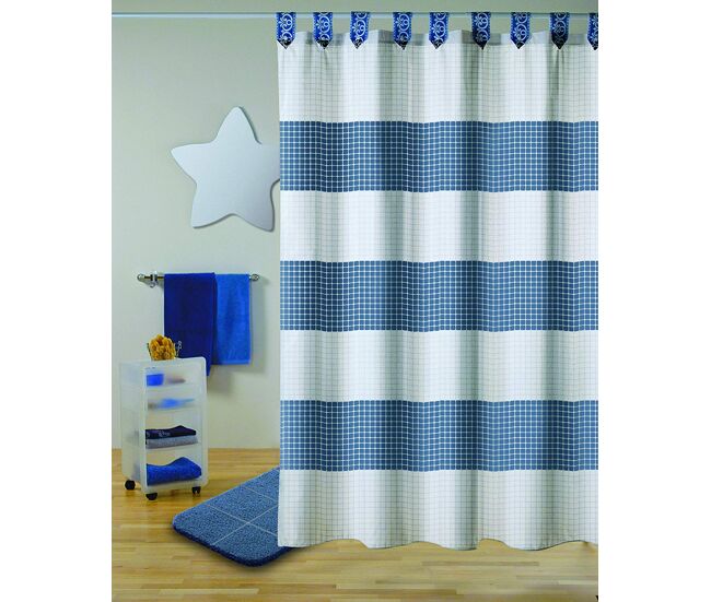 Cortina de baño 180x200 premium quadro azul